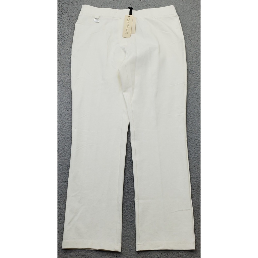 Emaline Trouser Pants Womens 12 White Stretch Comfortable Straight Leg Pull On